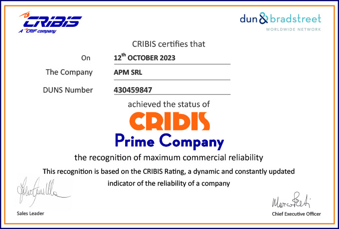 APM Components - Certificazione CRIBIS ING
